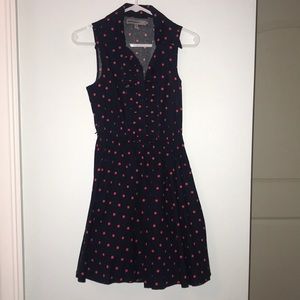 Navy blue and pink polka dot dress